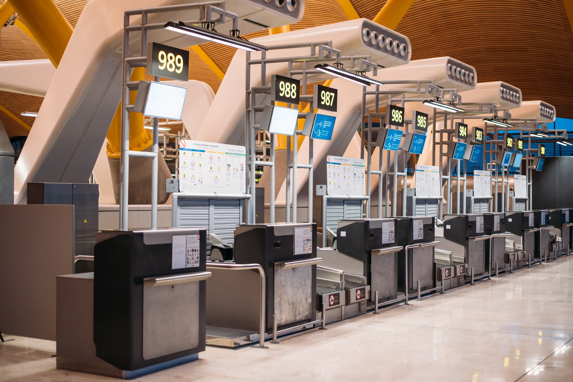 Airport inside terminal and check-in counter